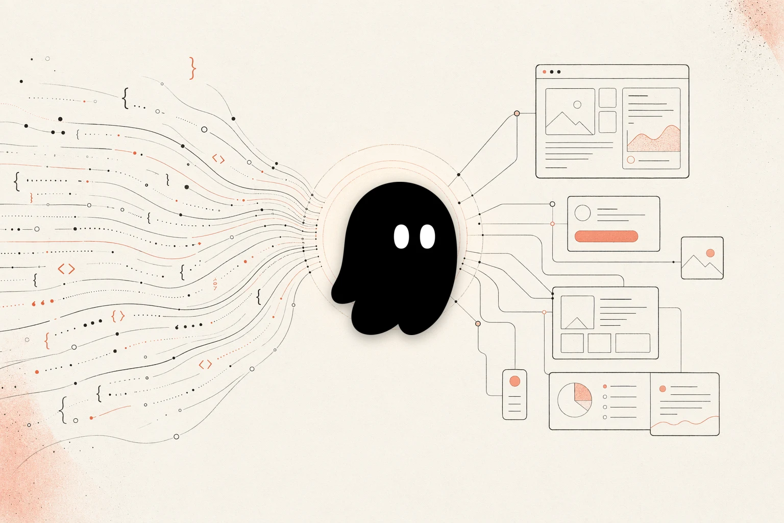 Ciclo di feedback del design con Kiro CLI: un agente da terminale che trasforma una specifica in un design, un browser che renderizza l'UI e un workspace, con una freccia di feedback che ritorna