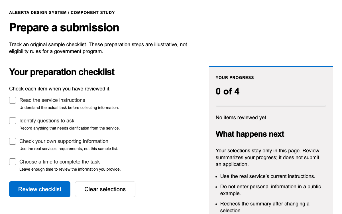 Alberta Design System interface study