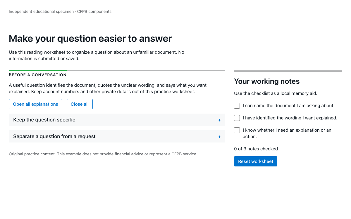 CFPB Design System interface study