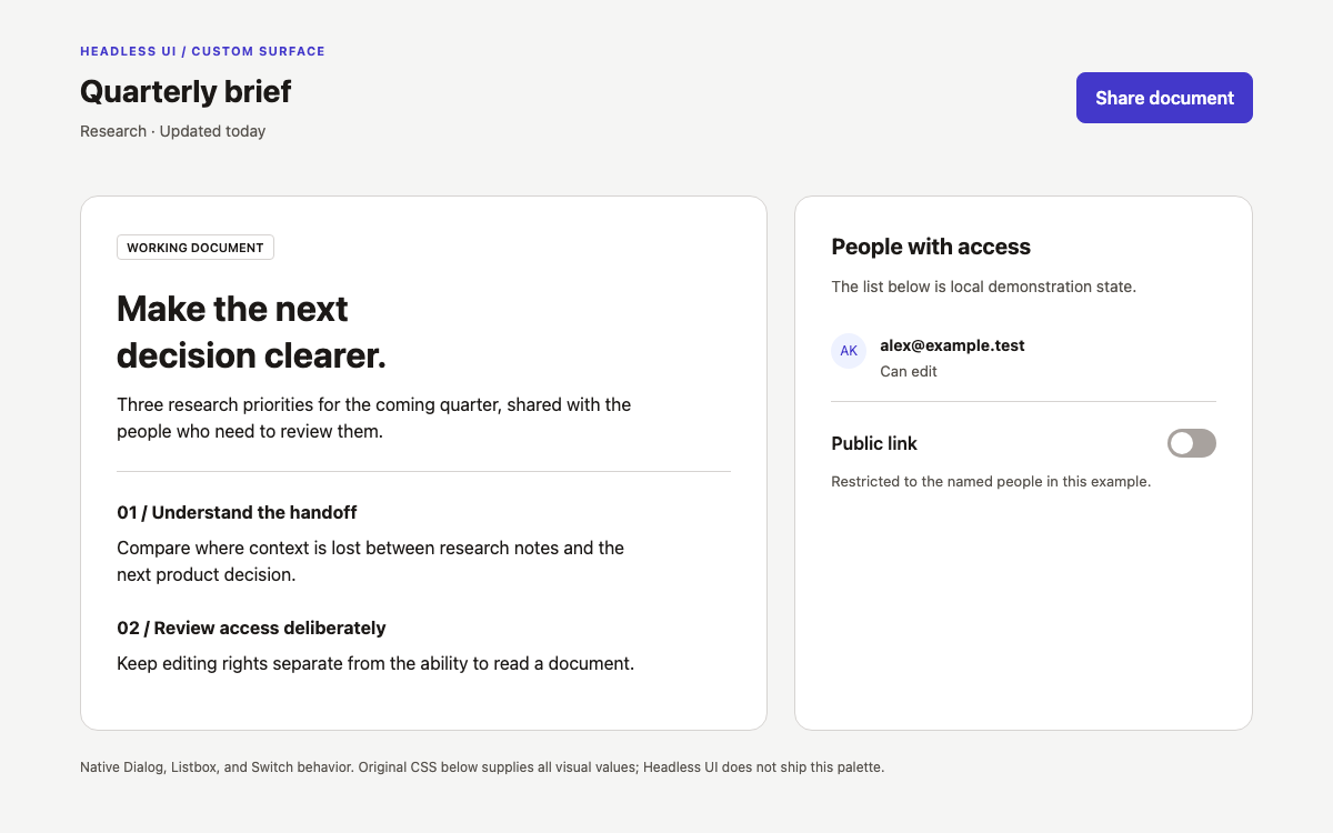 Headless UI interface study