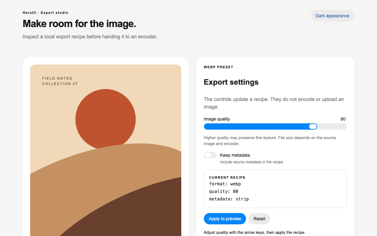 HeroUI interface study