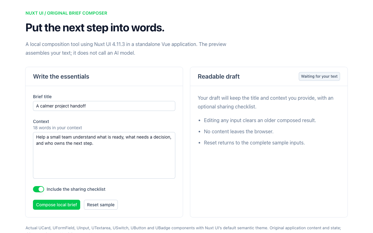 Nuxt UI interface study
