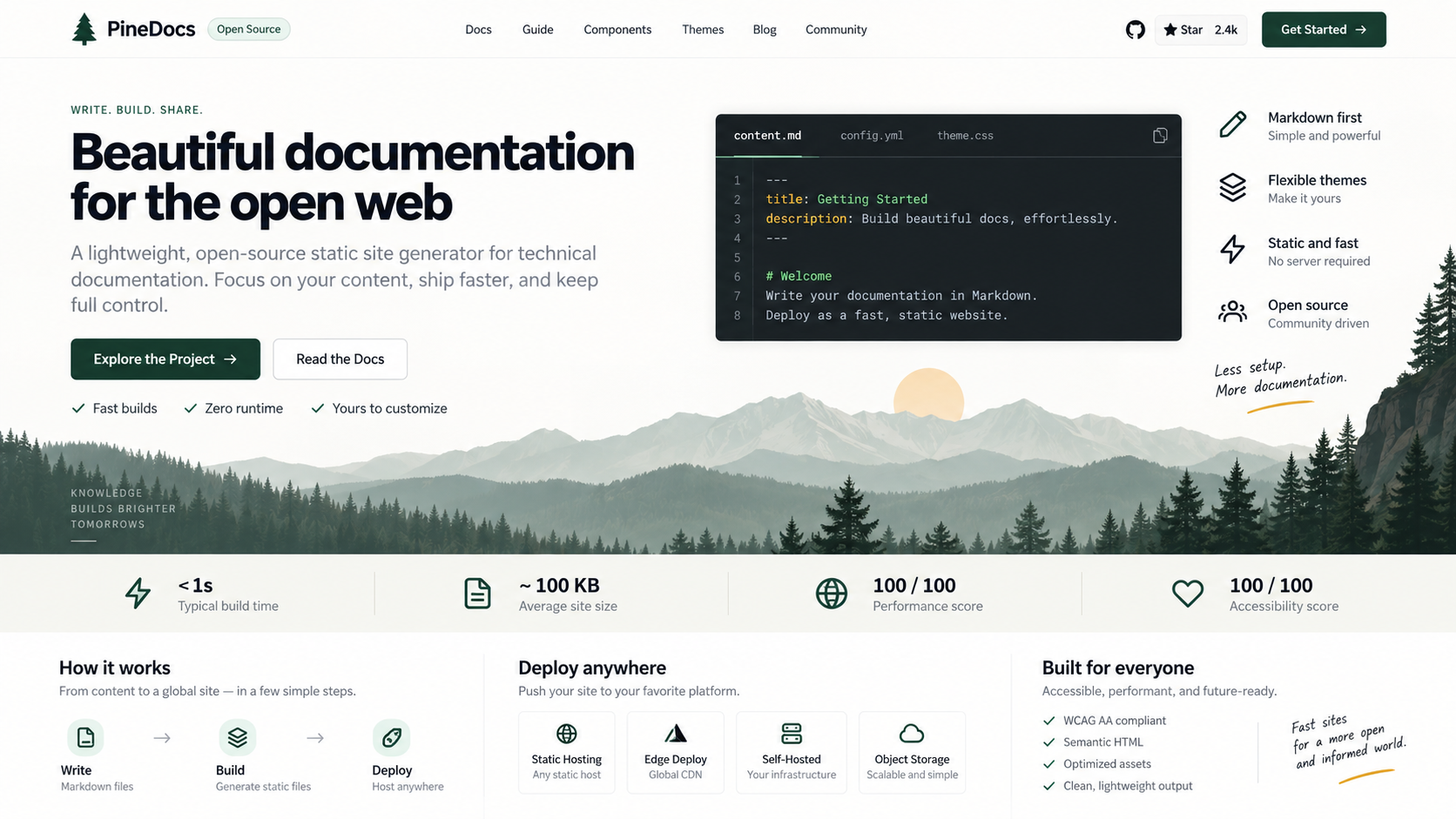 Illustrative desktop website direction for the AI Static Website Builder workflow in OpenDesign.
