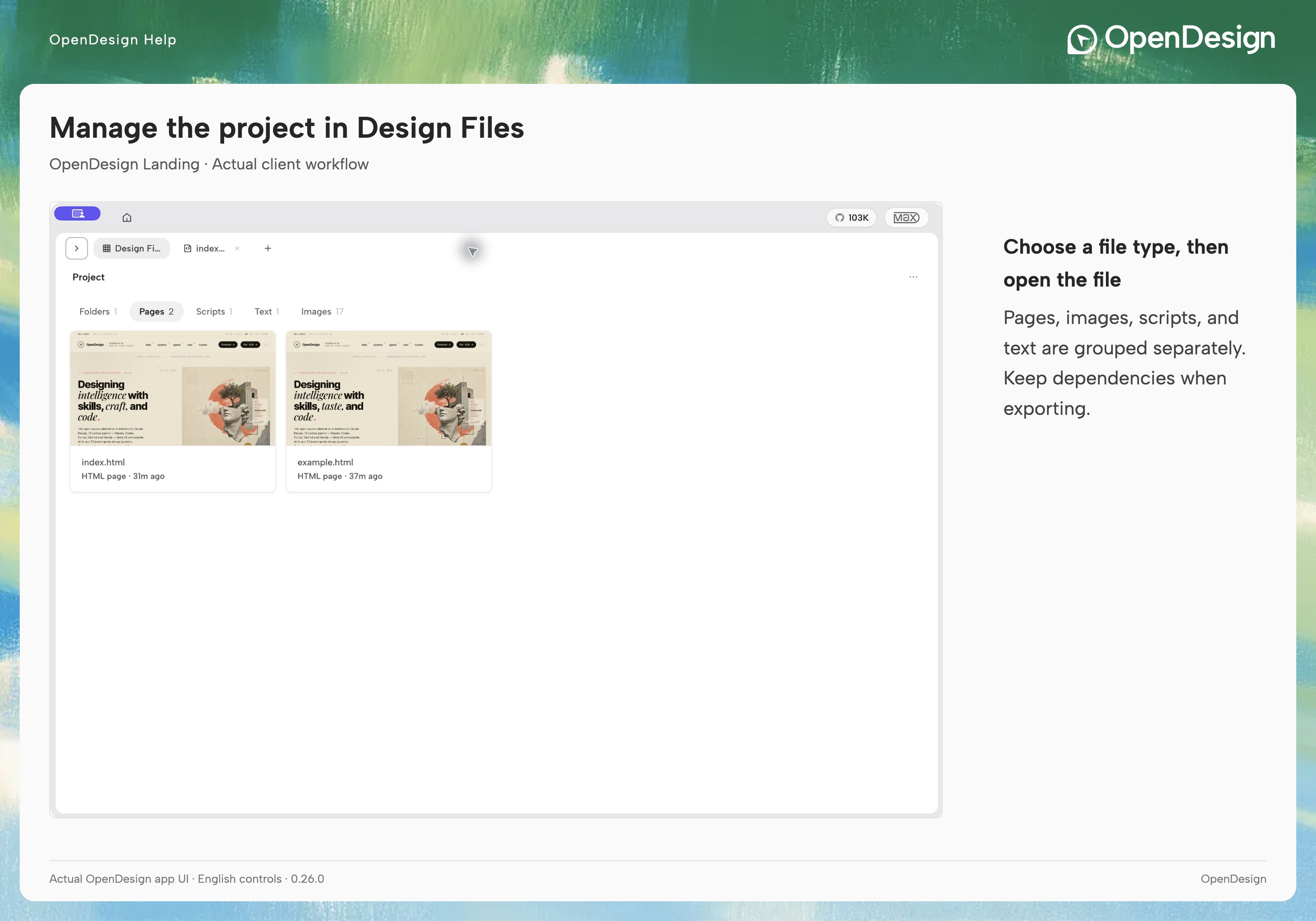 Choose a category in Design Files, then open the file you intend to change.