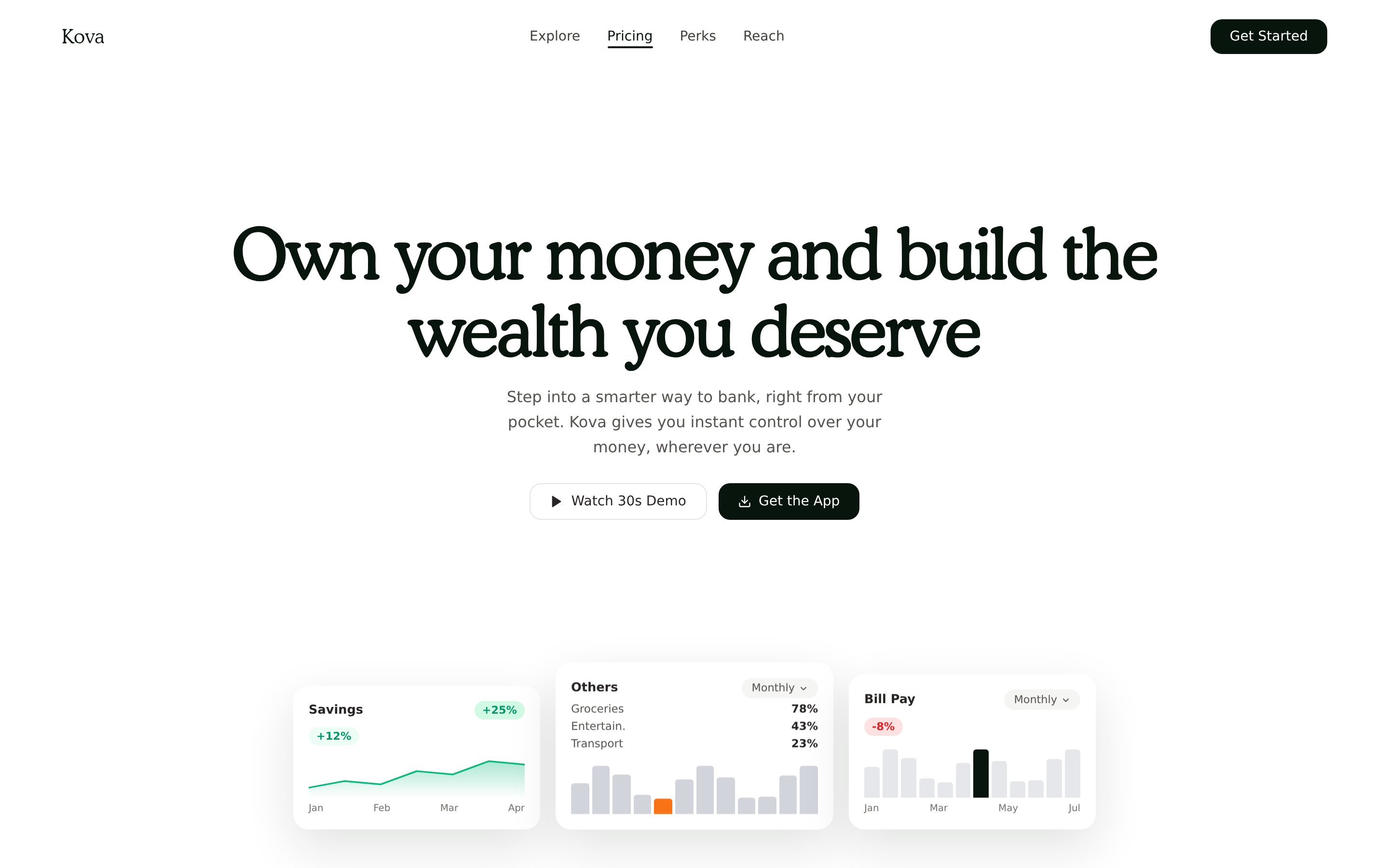 Vista previa de Evergreen Finance — Kova Fintech Landing