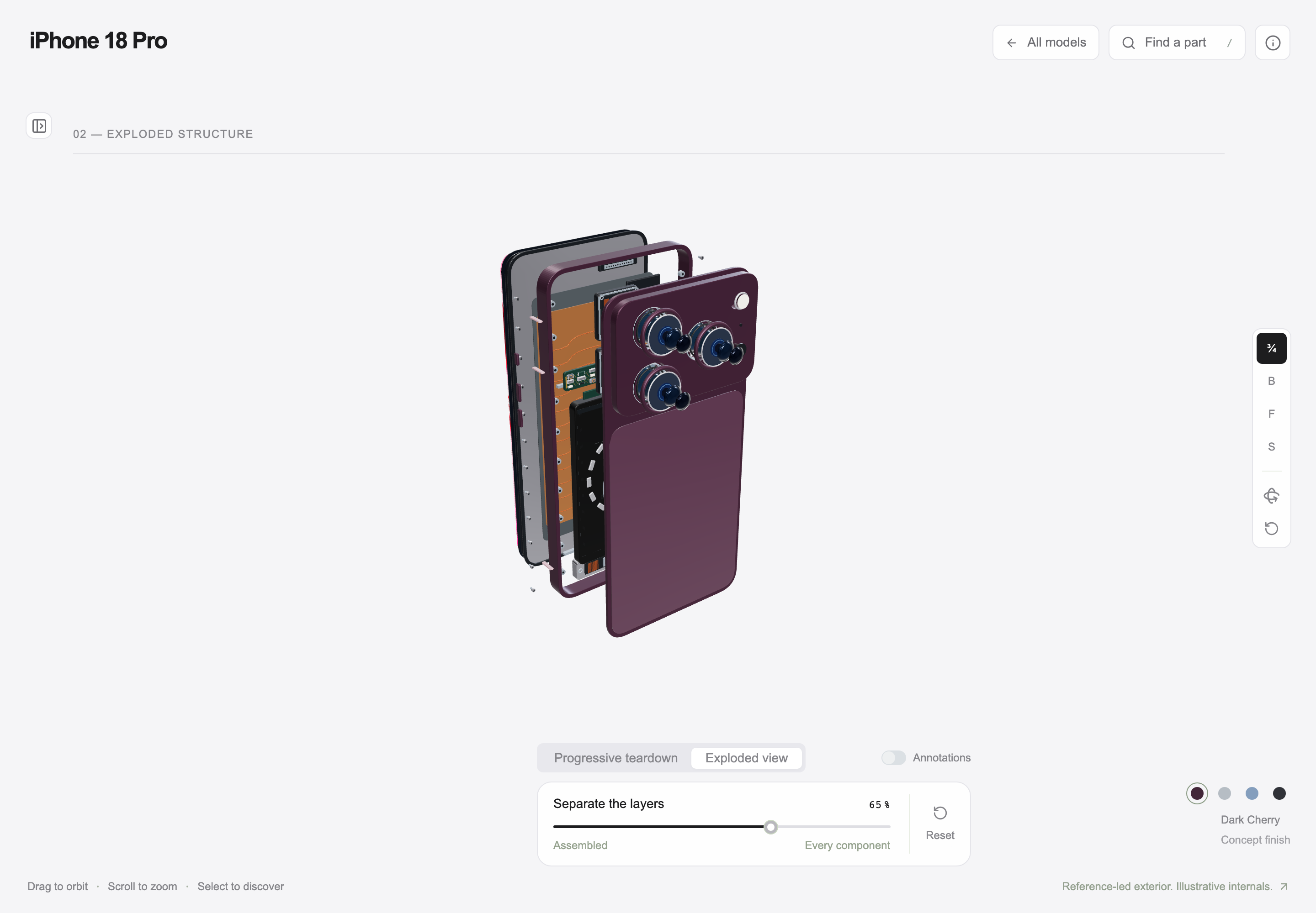 Interactive Product Explainer Design: Angled Device With Its Complete Layer Stack