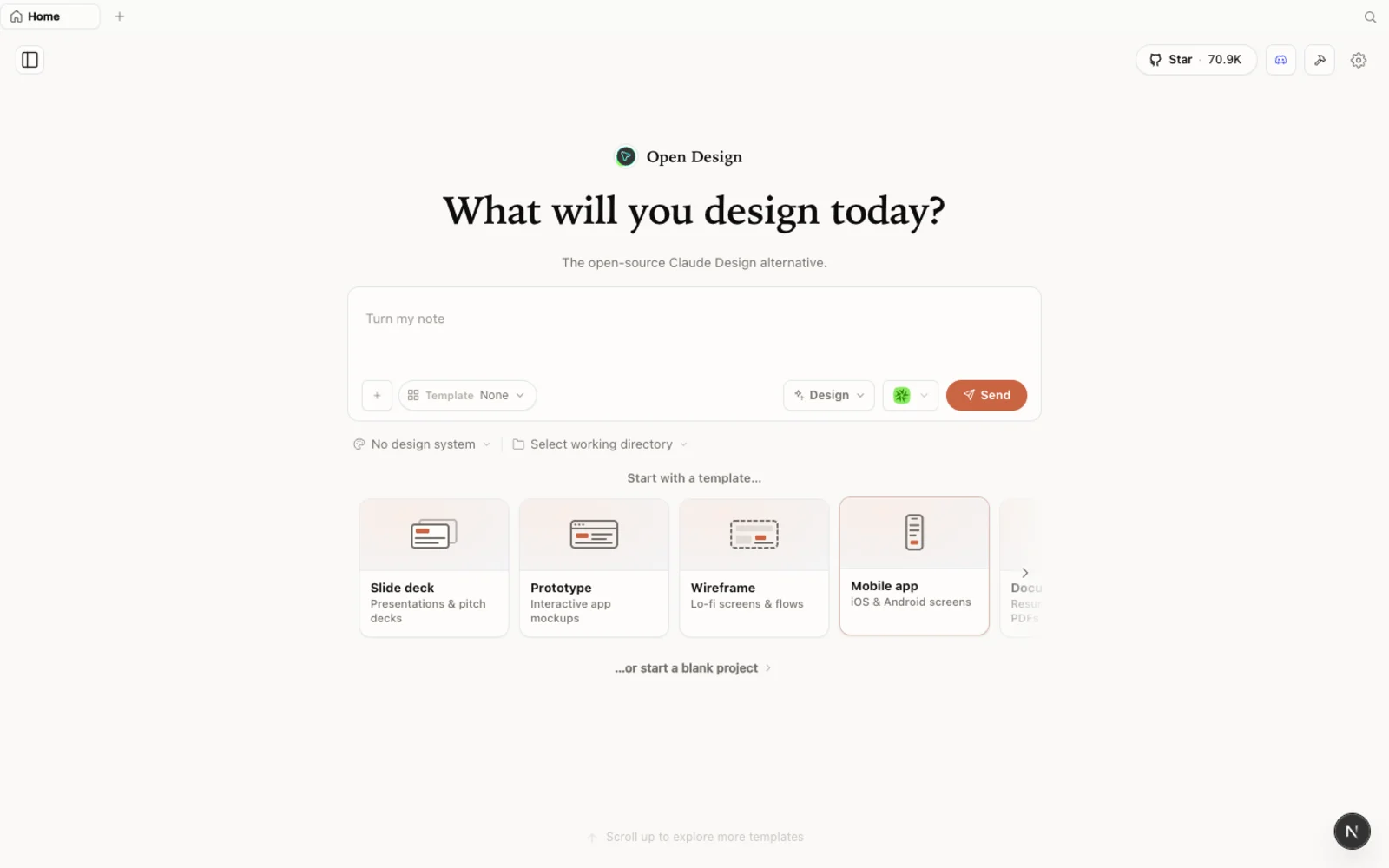 Open Design çalışma alanı.